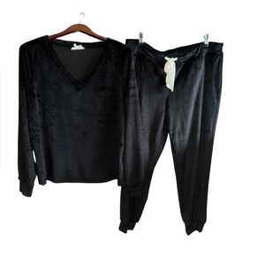 Soma Black Velour Lounge Set Women’s Size Large Super Soft Comfortable Fabric